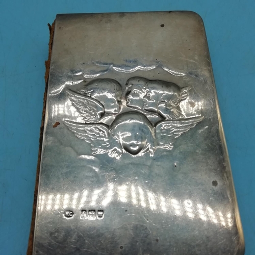 9 - Silver Hallmarked Front on Bible. 12cm x 8cm.
