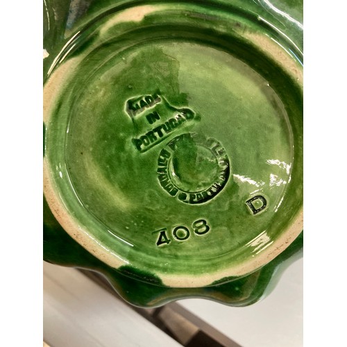 50A - Old Bordallo Pinheiro (Portugal) Majolica Orange Marmalade Pot and Spoon. 12cm High, 15cm Diameter. ... 