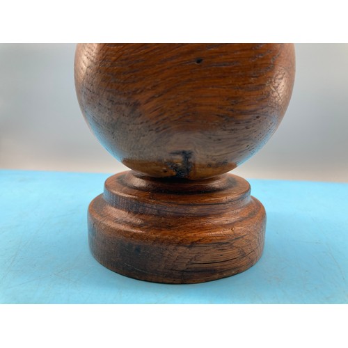 28 - Webber & Sons, Swansea Silver Cased Key Wound Pocket Watch with Oak Watch Stand. W/O. 12cm Tall. Dam... 