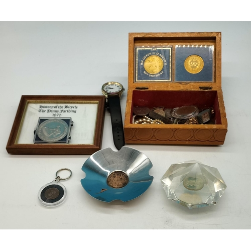 102 - Box of Mixed Coins and Jewellery.