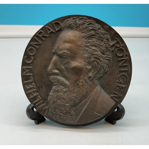 111 - Bronze 15cm Plaque 'Wilhelm Conrad Rontgen'.