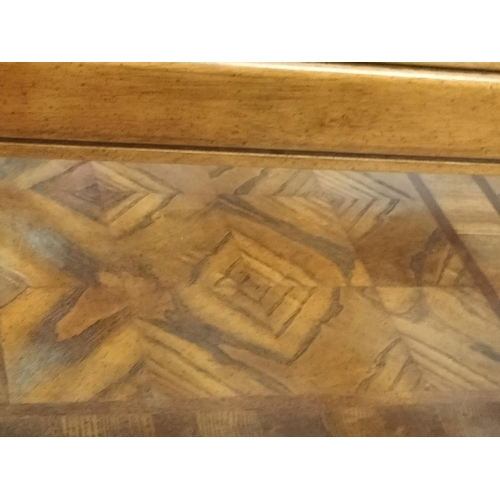 220A - Long John Oak Coffee Table with Marquetry to Bottom Shelf and 3 Bevelled Edged Glass Panels to Top. ... 