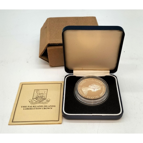 237 - The Falkland Islands Liberation Proof Crown. 28 Grams. Boxed.