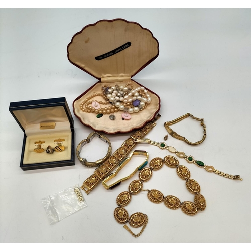 250 - Quantity of Costume Jewellery including Pearls and Cufflinks.