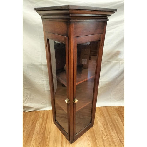 275 - 2 Door Illuminated Glass Fronted Free Standing Wooden Corner Cabinet. 43 x 44 x 128cm (h) This Lot I... 