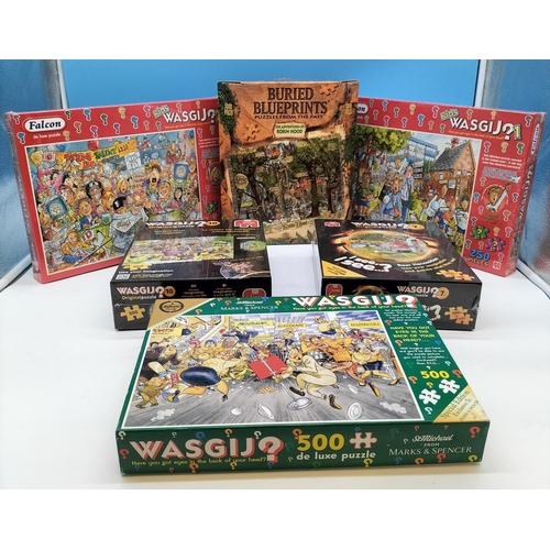 333 - 5 x Wasgij Puzzles. 4 Still Sealed. 2 x 250 Pieces, 3 x 500 Pieces. Plus One Other.