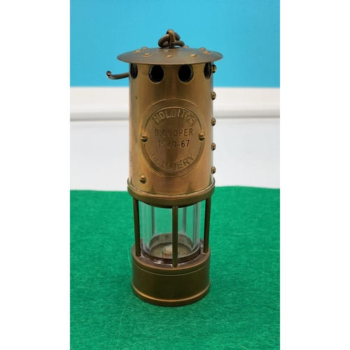 41 - Small 12cm Brass Miners Lamp Holditch Colliery.