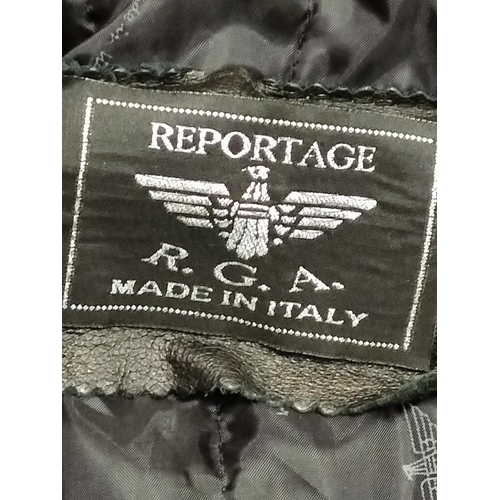 468 - Reportage RGA Black Faux Leather Jacket. Size Large. New Old Stock. Unworn.