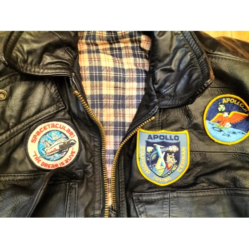 470 - XSmall/Child's Leather Jacket with Apollo Program Patches. New Old Stock. Unworn.