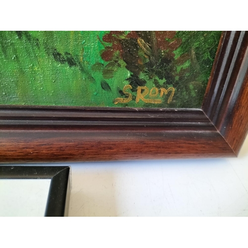 509 - Framed and Glazed Oil on Canvas Vietnam Scene by S.Rom plus Street Art Spray Paint on Board. Largest... 