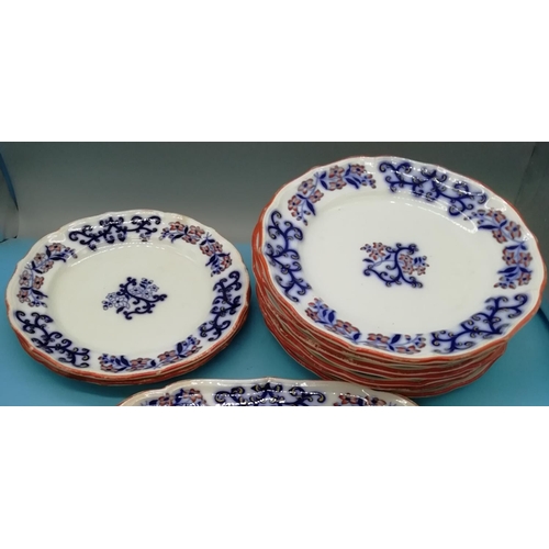 538 - Minton & Hollins c1850 'New Stone' Dinner Plates (7) 23cm Lunch Plates (2) plus Serving Platter 33cm... 