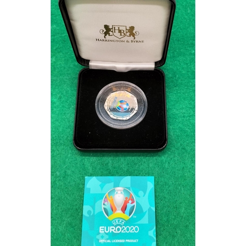 71 - Euro 2020 Silver .999 Proof Soloman Islands One Dollar Coin. Boxed with Certificate of Authenticity.