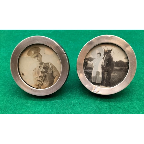 76 - Silver 6.5cm Diameter Photo Frames (2). Slight Denting.