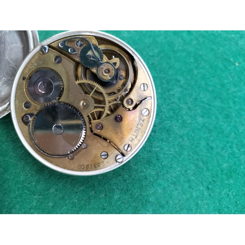 78 - Zenith Silver Cased Pocket Watch W/O Damage to Face.