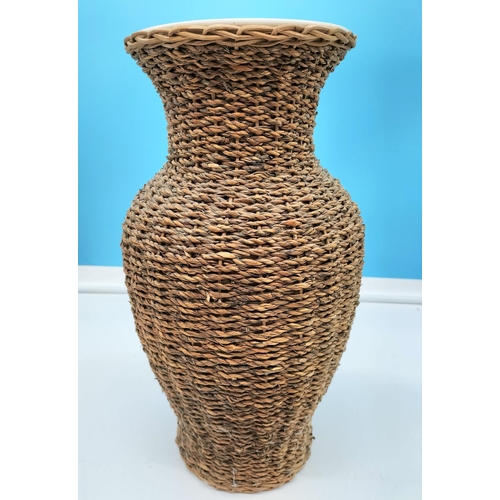 109 - Large 41cm Vase with Wicker Casing.