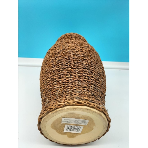 109 - Large 41cm Vase with Wicker Casing.