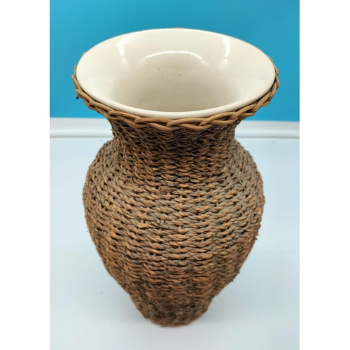 109 - Large 41cm Vase with Wicker Casing.