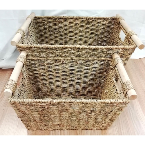 129 - Wicker Baskets (2). Largest being 50cmx 35cm x 20cm.