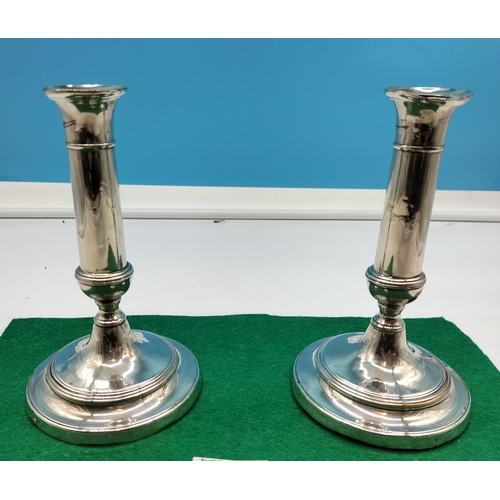 144 - Pair of 18cm Silver Plated Candlesticks.