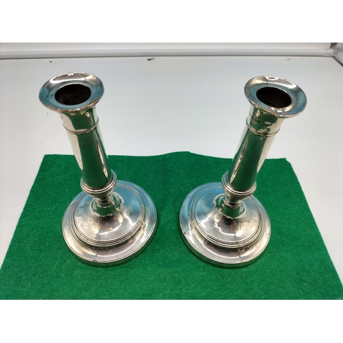 144 - Pair of 18cm Silver Plated Candlesticks.