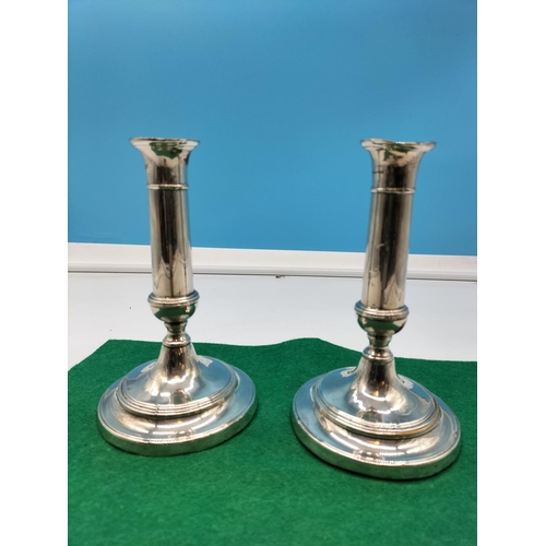 144 - Pair of 18cm Silver Plated Candlesticks.