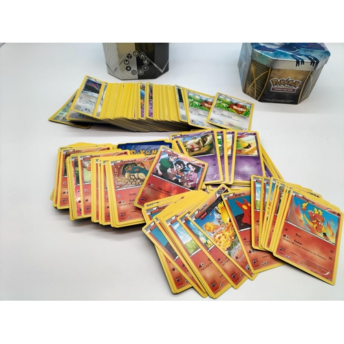 160A - Pokemon Trading Cards in 3 Tins plus Brand New Keyring.