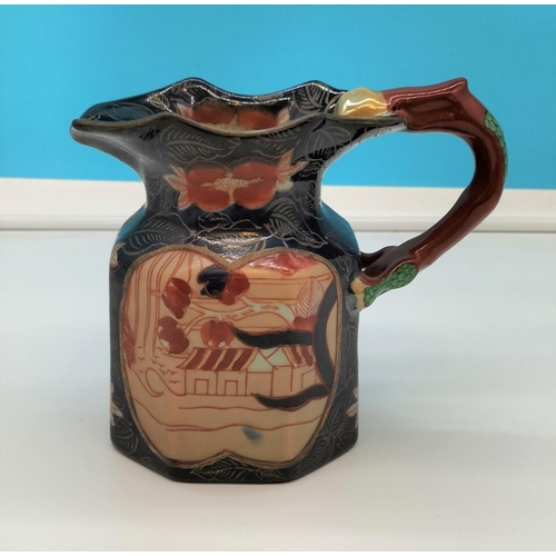 166 - Victorian Ironstone Dragon Handled Oriental 18cm Jug.