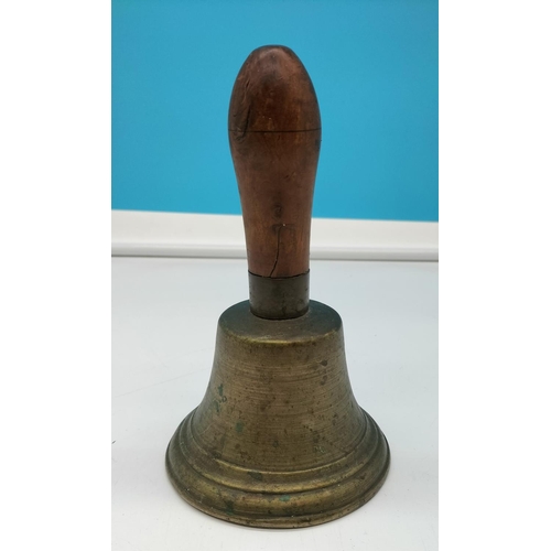 168 - Brass Bell with Oak Wood Handle.