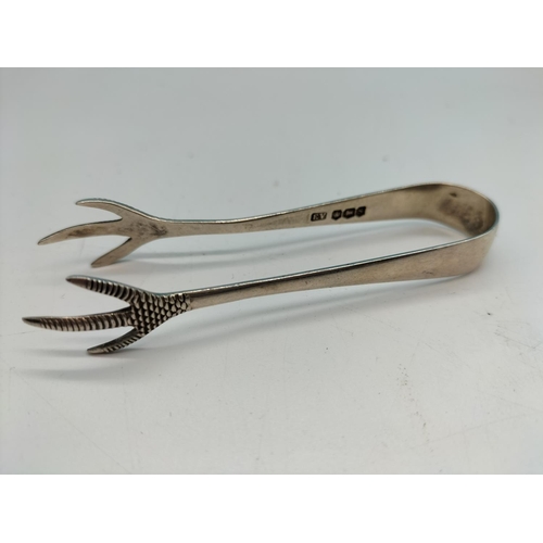 170A - Pair of Claw Foot Silver Hallmarked Sugar Tongs. 8cm Long.