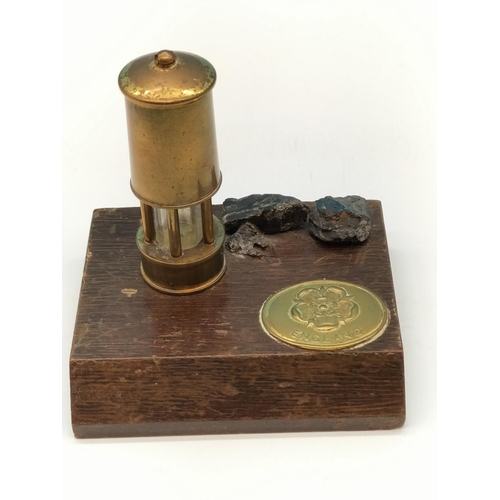 178 - Brass Miners Lamp Desk Display. 9cm Tall.