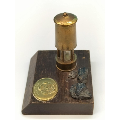 178 - Brass Miners Lamp Desk Display. 9cm Tall.