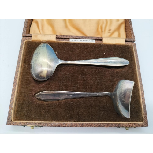 20A - Silver Plate Baby Pusher and Spoon. In Original Case.