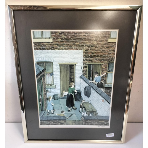 215A - Framed and Signed Limited Edition 791/850 Tom Dodson Print 'Backyard, Angry Neighbour' 66cm x 54cm. ... 