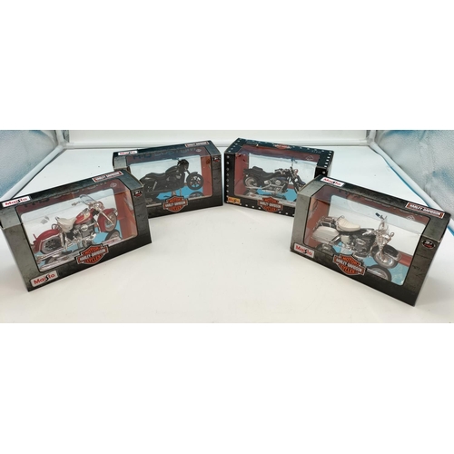 225 - New in Box Maisto 1:18 Scale Die Cast Harley-Davidson Motorbikes (4)