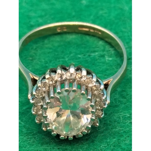 286 - 9ct Gold 375 and Cubic Zirconia Ladies Ring. Size P, Overall Weight 3.2 Grams.