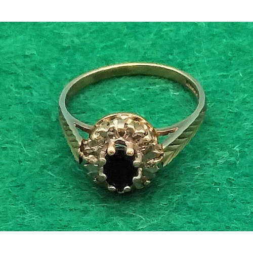 287 - 9ct Gold Sapphire and Diamond Ladies Ring. Size K. 2 Grams.