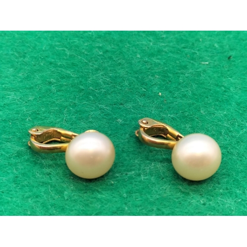 29 - 9ct Gold Pearl Clip On Earrings.