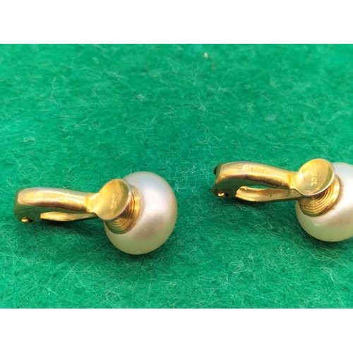 29 - 9ct Gold Pearl Clip On Earrings.