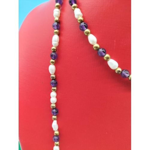 300 - Freshwater Pearl and Amethyst 45cm Necklace.