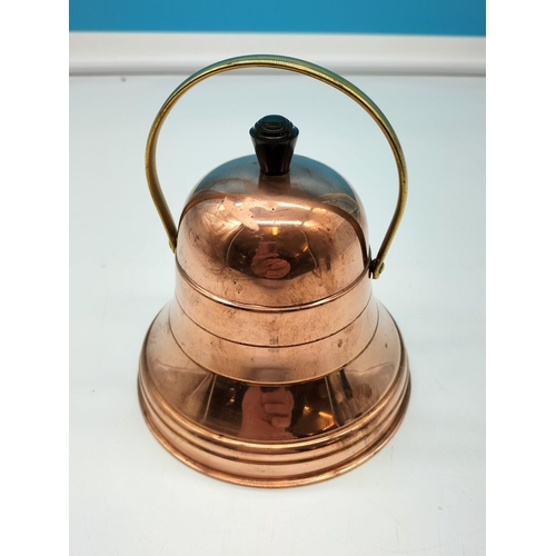 304 - Bell Shaped Copper Tea Caddy with Liner. 13cm Tall.