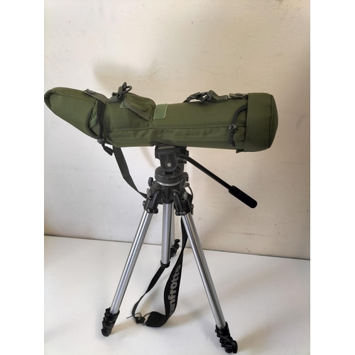 318 - Kowa TSN-1 Spotting Scope with Manfrotto Tripod. 43cm Long.