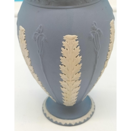 32 - Wedgwood Blue Jasper 20cm 'Acanthus' Vase.