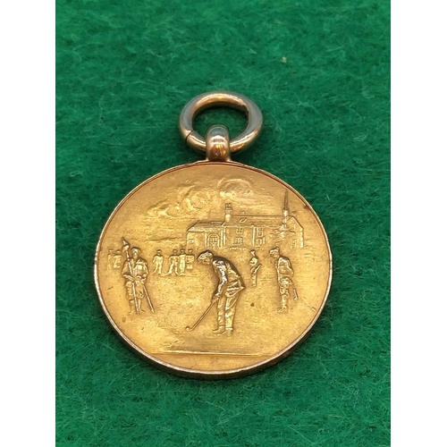 34 - 15ct Gold .625 '1927 Golfing' Fob. 7.8 Grams.