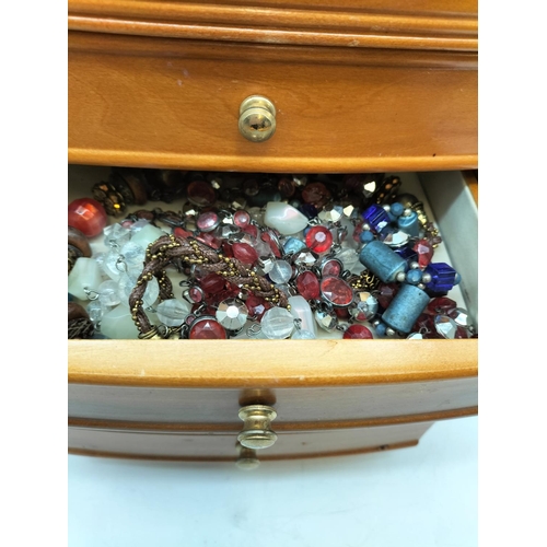 355 - 4 Drawer Jewellery Box with Contents. 36cm x 30cm x 20cm.