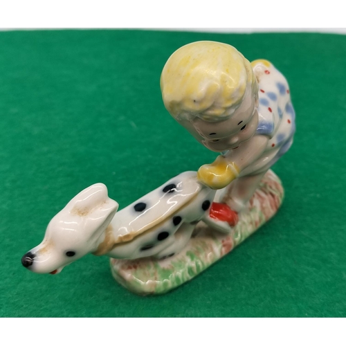 358 - Vintage 1950's Wade Mabel Lucie Attwell Figure 'Sarah with Dalmatian' 10cm x 7cm.