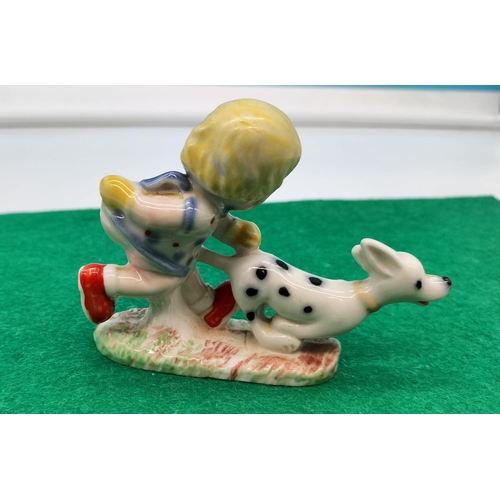 358 - Vintage 1950's Wade Mabel Lucie Attwell Figure 'Sarah with Dalmatian' 10cm x 7cm.