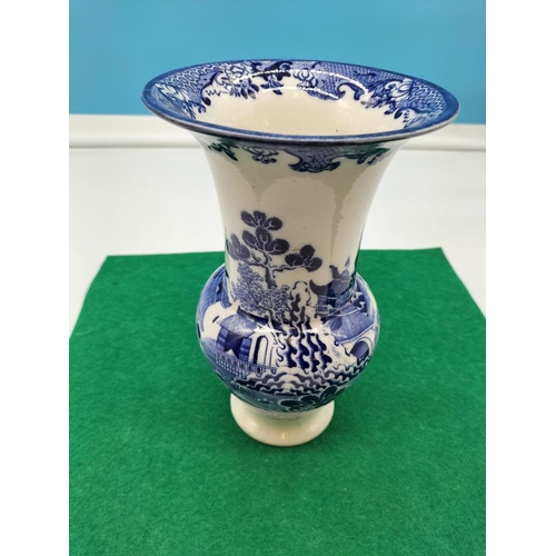 374 - Antique c 1890's Mason's Blue and White Transfer Vase. 20cm Tall.