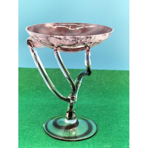 426 - Art Glass Bowl on Triple Leg and Footed Base. 17cm Tall.