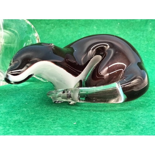 445 - Glass Stoat in the Style of Langham plus Crystal Pig (12cm x 8cm).