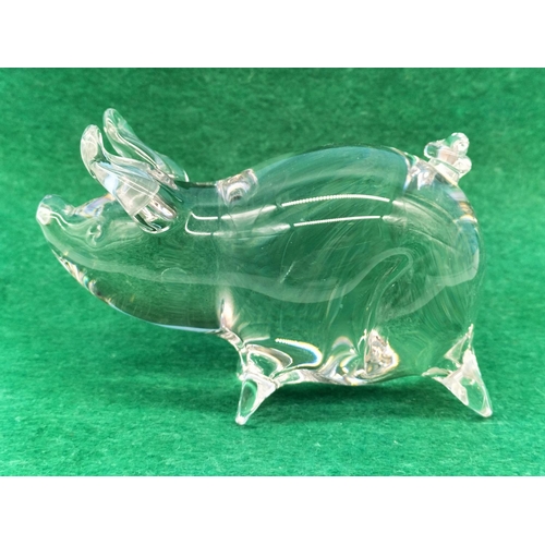 445 - Glass Stoat in the Style of Langham plus Crystal Pig (12cm x 8cm).